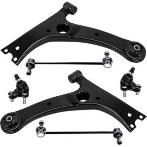 PartsW - 2 Lower Control Arms + 2 Lower Ball Joints + 2 Sway Bar End Links Front Suspension Kit Fits TOYOTA COROLLA 2003-2013 All Models