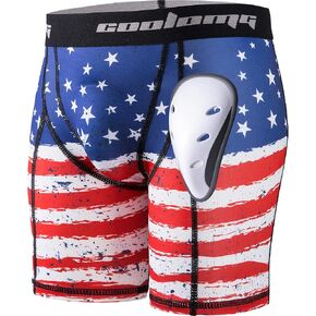 COOLOMG Mens Compression Shorts with Cup Athletic Sliding Underwear for Baseball Football MMA Lacrosse Field Hockey