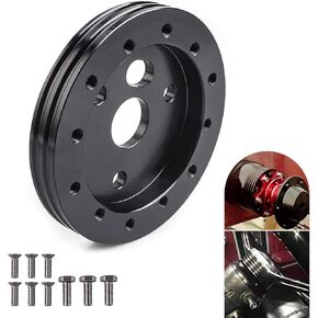 1 PC Car Steering Wheel Base Connector with 0.8"/0.62" Screws, 3.5" x 0.5" 6-hole to 3-hole Vehicle Hub Quick Release Adapter, Universal Car Steering Wheel Base Conversion Gasket (Black)