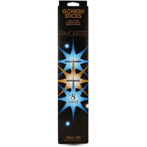 Gonesh - Top 3 Favorites Incense Sticks - Non-toxic 10" Slow Burn Aromatic Sticks Nag Champa, White Musk and No 8 - 120 Pack