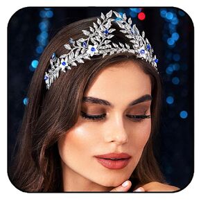 Formery Leaf Greek Goddess Headband Silver Flower Leaves Crown Hairband Wedding Prom Party Crystal Rhinestone Headpiece for Women and Girls
