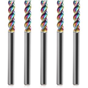 1/8" Shank Square Nose End Mill for Aluminum - 3-Flute CNC Spiral Router Bits Solid Carbide Milling Cutters with DLC Coating, U-Type Design CNC Bits for Aluminum Applications 15mm Cutting Dia (5PCS) in Kuwait