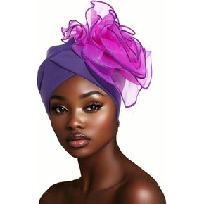 HeadWrap Hair Turbans African Turban Flower Pearl Crystal Twisted Head Turban for Women Fashion