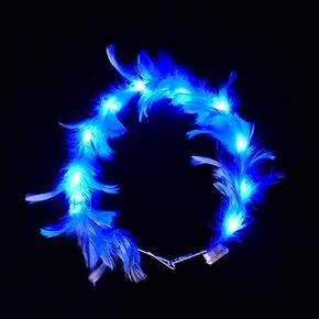 LED Feather Wreath Crown Headband Light-Up Angel Halo Headband For Girl Women Festival Holiday Wedding Party Cosplay
