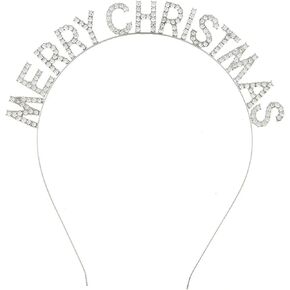 Merry Christmas Headbands,Sparkly Xmas Hair Hoops Costumes Holiday Party Tiara Letter Headdress for Women Girls