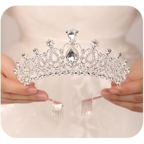 JWICOS Silver Tiara Crown with Comb for Women Elegant Crystal Tiara for Brides Wedding Crown Headband for Pageant Prom Birthday Party