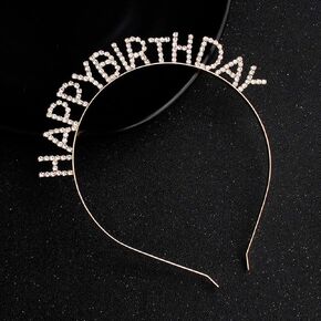Kercisbeauty Happy Birthday Headband with Rhinestones Crown Party Tiara for Women Girls and Ladies Party Accessories Birthday Silver Tiara