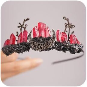 JWICOS Crystal Tiara Crown Headband Quartz Rhinestone Moon Goddess Witch Headpiece for Women Halloween Party