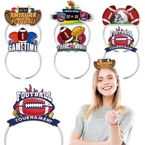 6PCS Football Headband America Football Headbands Game Time Baseball Headwear Hairpieces for Women Super Bowl Hair Accessories Sports Birthday Party Supplies Holiday Gift Costume Decor