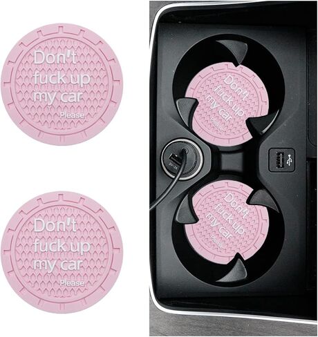 قطعتان من قواعد أكواب السيارة - حامل أكواب لوحدة التحكم في السيارة مقاس 2.75 بوصة غير قابل للانزلاق، سجادات أكواب مضادة للغبار مدمجة في قاعدة الأكواب، سجادات معزولة تلقائيًا وإكسسوارات داخلية عالمية لمعظم السيارات (أسود) in Kuwait