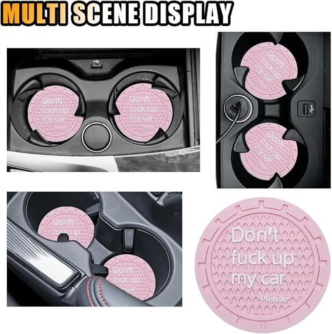 قطعتان من قواعد أكواب السيارة - حامل أكواب لوحدة التحكم في السيارة مقاس 2.75 بوصة غير قابل للانزلاق، سجادات أكواب مضادة للغبار مدمجة في قاعدة الأكواب، سجادات معزولة تلقائيًا وإكسسوارات داخلية عالمية لمعظم السيارات (أسود) in Kuwait