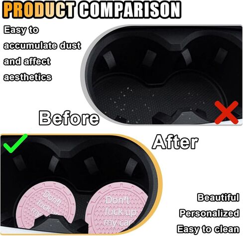 قطعتان من قواعد أكواب السيارة - حامل أكواب لوحدة التحكم في السيارة مقاس 2.75 بوصة غير قابل للانزلاق، سجادات أكواب مضادة للغبار مدمجة في قاعدة الأكواب، سجادات معزولة تلقائيًا وإكسسوارات داخلية عالمية لمعظم السيارات (أسود) in Kuwait