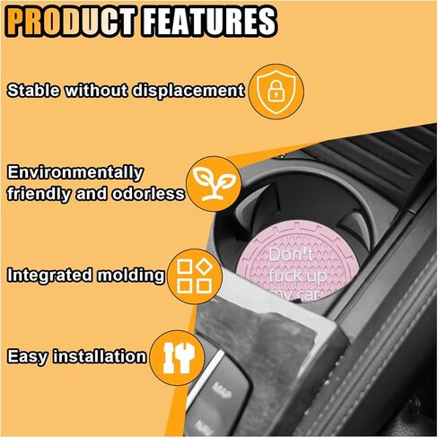 قطعتان من قواعد أكواب السيارة - حامل أكواب لوحدة التحكم في السيارة مقاس 2.75 بوصة غير قابل للانزلاق، سجادات أكواب مضادة للغبار مدمجة في قاعدة الأكواب، سجادات معزولة تلقائيًا وإكسسوارات داخلية عالمية لمعظم السيارات (أسود) in Kuwait