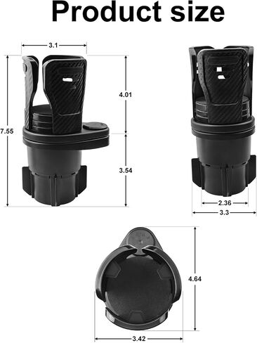 Car Cup Holder Expander Adapter, Vehicle-Mounted Auto Cup Holder and Organizer, 360 Degree Rotating Expandable Dual 2 in 1 Multifunctional Car Cup Holder for Snack Bottles Cups Drinks in Saudi Arabia