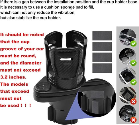 Car Cup Holder Expander Adapter, Vehicle-Mounted Auto Cup Holder and Organizer, 360 Degree Rotating Expandable Dual 2 in 1 Multifunctional Car Cup Holder for Snack Bottles Cups Drinks in Saudi Arabia