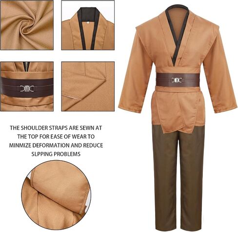 Men's Tunic Cosplay Costume with 2 PCS Light Up Saber Tunic Hooded Robe Full Set for Halloween Party in Saudi Arabia