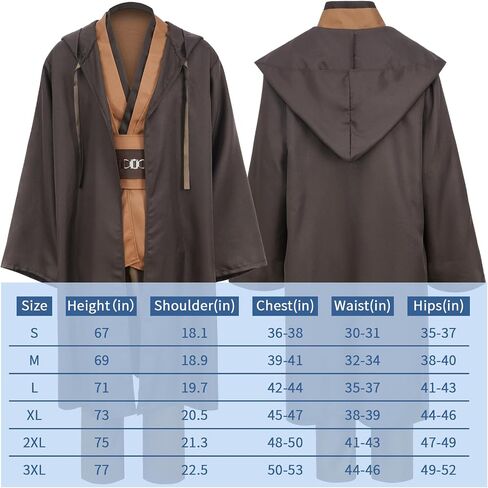 Men's Tunic Cosplay Costume with 2 PCS Light Up Saber Tunic Hooded Robe Full Set for Halloween Party in Saudi Arabia