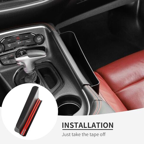 Linskip Center Console Storage Organizer Compatible with 2015-2023 Dodge Challenger, Gear Shift Side Tray for Challenger Interior Accessories(Black) in Kuwait