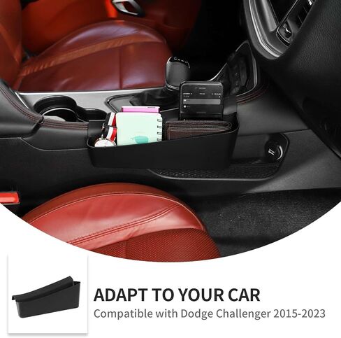 Linskip Center Console Storage Organizer Compatible with 2015-2023 Dodge Challenger, Gear Shift Side Tray for Challenger Interior Accessories(Black) in Kuwait