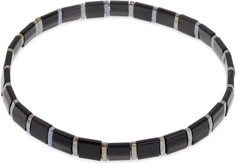 Sonateomber Tila Flat Beaded Stretch Bracelets for Women, Trendy Unique Handmade Stackable Mixed Colorful Square Beads Miyuk Link Bracelet Summer Jewelry Gift in Saudi Arabia