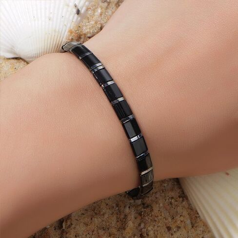 Sonateomber Tila Flat Beaded Stretch Bracelets for Women, Trendy Unique Handmade Stackable Mixed Colorful Square Beads Miyuk Link Bracelet Summer Jewelry Gift in Saudi Arabia