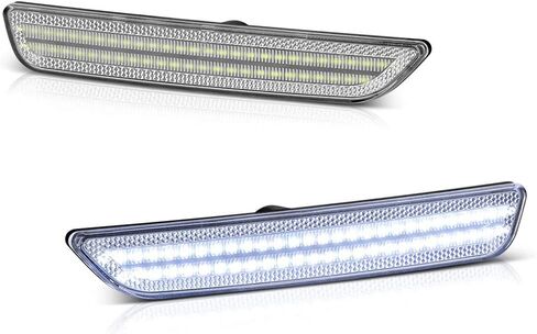 VIPMOTOZ كامل الأبيض LED كروم الإسكان الجانب الأمامي ماركر ضوء مصباح وقوف السيارات ل 2010-2014 فورد موستانج S197 ، جانب السائق والركاب in Kuwait