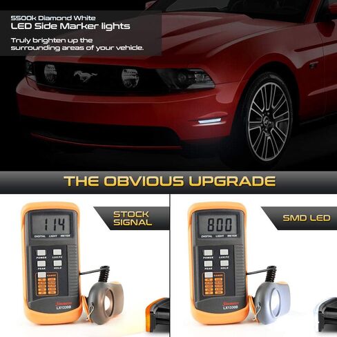 VIPMOTOZ كامل الأبيض LED كروم الإسكان الجانب الأمامي ماركر ضوء مصباح وقوف السيارات ل 2010-2014 فورد موستانج S197 ، جانب السائق والركاب in Kuwait