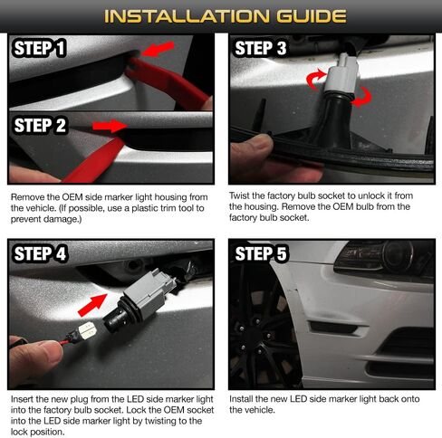 VIPMOTOZ كامل الأبيض LED كروم الإسكان الجانب الأمامي ماركر ضوء مصباح وقوف السيارات ل 2010-2014 فورد موستانج S197 ، جانب السائق والركاب in Kuwait