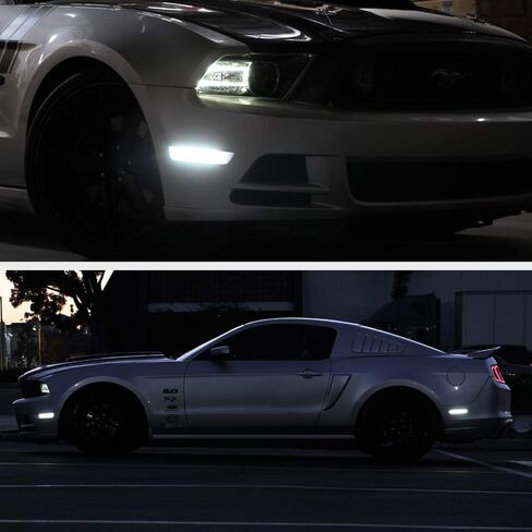 VIPMOTOZ كامل الأبيض LED كروم الإسكان الجانب الأمامي ماركر ضوء مصباح وقوف السيارات ل 2010-2014 فورد موستانج S197 ، جانب السائق والركاب in Kuwait