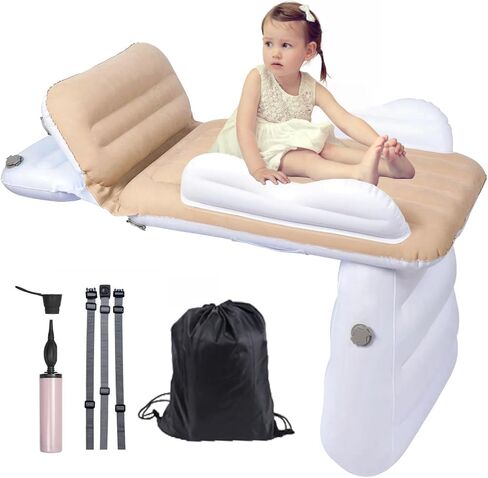 Inflatable Toddler Airplane Bed Baby Travel Bed Airplane Travel Essentials Kids Car Inflatable Bed Travel Portable Crib with Rails Sides Hand Pump Safety Belt and Carry Bag Sets in Saudi Arabia