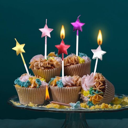 10 Cute Heart Shaped and Star Birthday Candles Multi Color Cake Candle Toppers for Party Wedding Cake Decoration Supplies Cute Birthday Decorations (Classic, Heart Star) in Saudi Arabia