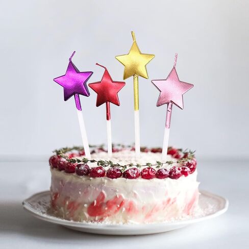 10 Cute Heart Shaped and Star Birthday Candles Multi Color Cake Candle Toppers for Party Wedding Cake Decoration Supplies Cute Birthday Decorations (Classic, Heart Star) in Saudi Arabia