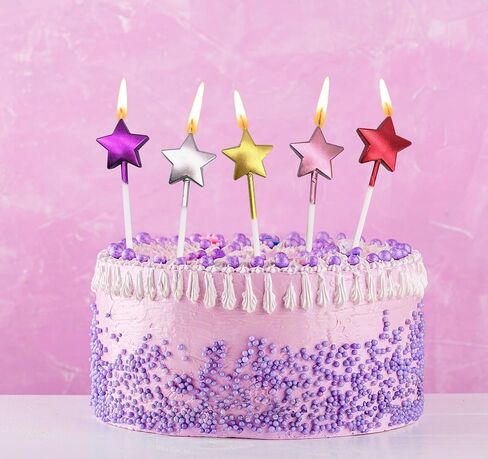 10 Cute Heart Shaped and Star Birthday Candles Multi Color Cake Candle Toppers for Party Wedding Cake Decoration Supplies Cute Birthday Decorations (Classic, Heart Star) in Saudi Arabia