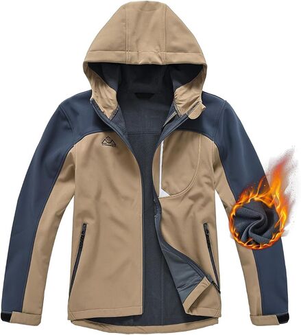 BGOWATU Men's Lightweight Fleece Lined Hooded Softshell Winter Jacket Water Resistant Hiking Fall Casual Windbreaker in Saudi Arabia