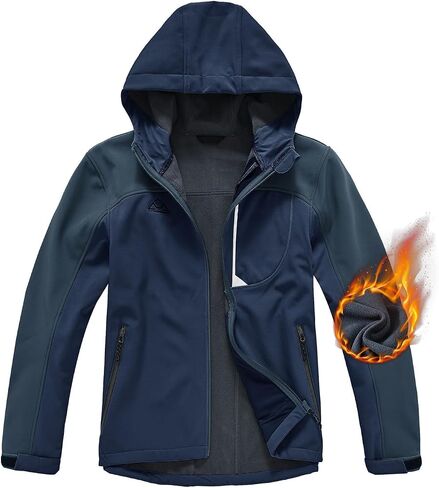 BGOWATU Men's Lightweight Fleece Lined Hooded Softshell Winter Jacket Water Resistant Hiking Fall Casual Windbreaker in Saudi Arabia