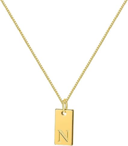 Gold Initial Necklace for Women, Unique Gold Letter Necklace, Dainty Gold Name Necklace, Personalized Initial Tag Pendant Necklace for Women in Saudi Arabia