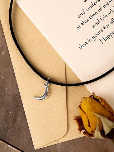 Sacina Goth Boho Hippie Crescent Moon Choker Necklace، قلادة سوداء، عيد الهالوين عيد الميلاد السنة الجديدة Goth Boho مجوهرات هدية للنساء in Saudi Arabia