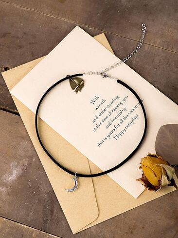 Sacina Goth Boho Hippie Crescent Moon Choker Necklace، قلادة سوداء، عيد الهالوين عيد الميلاد السنة الجديدة Goth Boho مجوهرات هدية للنساء in Saudi Arabia