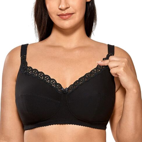 Gratlin Women's Plus Size Cotton Nursing Bra Support Wireless Breastfeeding Maternity Bras in Kuwait