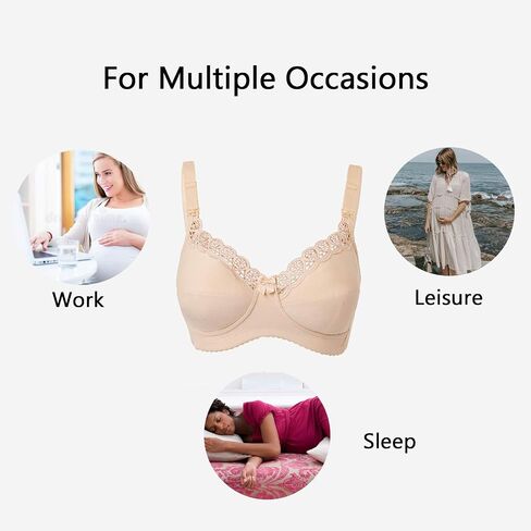 Gratlin Women's Plus Size Cotton Nursing Bra Support Wireless Breastfeeding Maternity Bras in Kuwait