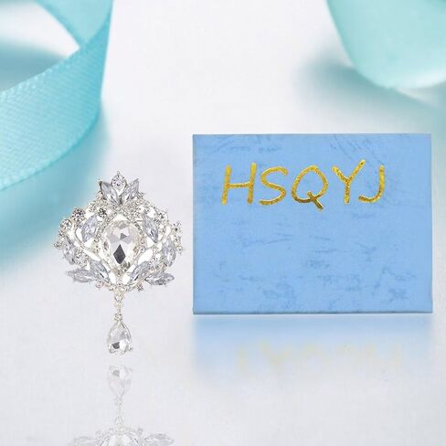 Retro Elegant Crystal Water Drop Brooches Pins Fashion Beautiful Created Rhinestone Flower Brooch Pin for Women Girl Party Dance Wedding Banquet Gold in Kuwait