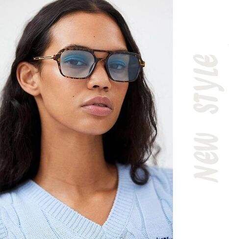 Hycredi Retro 70s Flat Aviator Sunglasses Trendy Vintage Square Glasses for Women Men Metal Design Shades UV Protection in Saudi Arabia