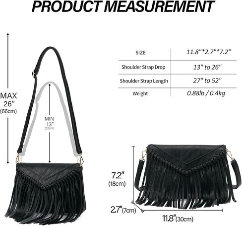 KouLi Buir Tassel Crossbody Purse for Women PU Leather Western Hobo Fringe Handbag Shoulder Bag in Kuwait