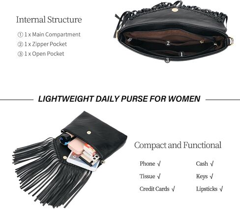 KouLi Buir Tassel Crossbody Purse for Women PU Leather Western Hobo Fringe Handbag Shoulder Bag in Kuwait