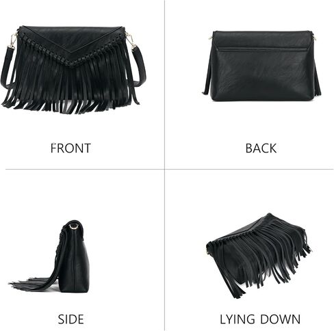 KouLi Buir Tassel Crossbody Purse for Women PU Leather Western Hobo Fringe Handbag Shoulder Bag in Kuwait