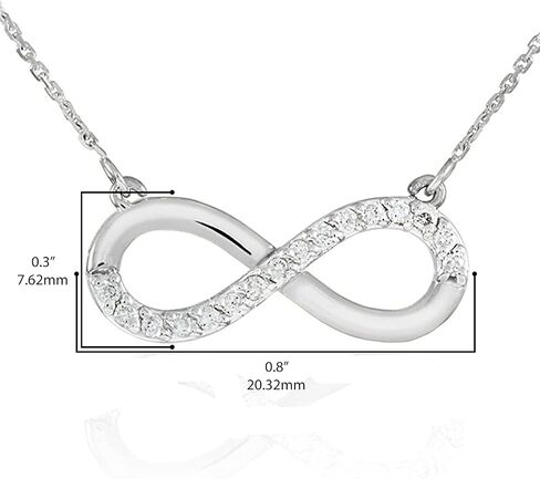 14K White Gold 1/8 Cttw Diamond Infinity Symbol Pendant Necklace with Rolo Chain (J-K Color, I1-I2 Clarity) - Choice of Chain Length in Saudi Arabia