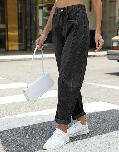 LifeShe Wide Leg Jeans Woman Low Rise Baggy Jeans Elastic Barrel Jean Boyfriend Loose Denim Pants in Saudi Arabia