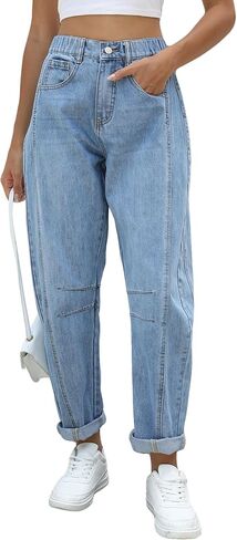 LifeShe Wide Leg Jeans Woman Low Rise Baggy Jeans Elastic Barrel Jean Boyfriend Loose Denim Pants in Saudi Arabia