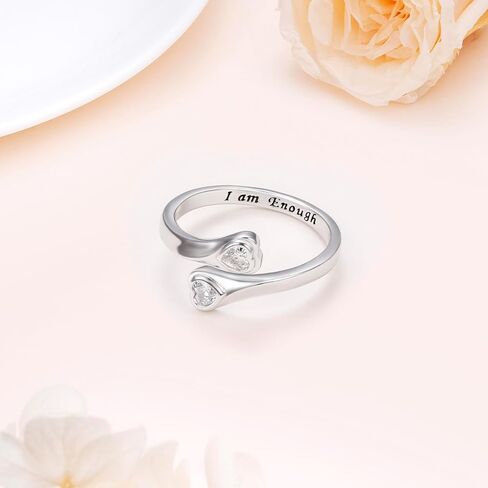 925 Sterling Silver Cubic Zircon Inspirational Encouragement Warm Ring Adjustable Open Flower Rings Birthday Festivals Thanksgiving Day Present For Women in Kuwait