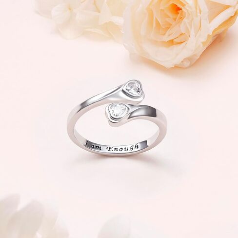 925 Sterling Silver Cubic Zircon Inspirational Encouragement Warm Ring Adjustable Open Flower Rings Birthday Festivals Thanksgiving Day Present For Women in Kuwait